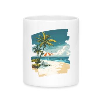Strand Palmen Sonne Sommer - Tasse mit Herzhenkel - Weiß - Vorne