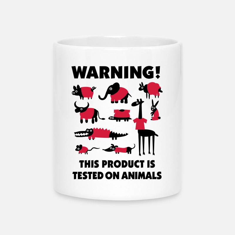 Warning this product is tested on animals 3Clr - Mug with Heart-Shaped Handle - white