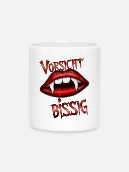 Vorsicht bissig - Tasse mit Herzhenkel - Weiß