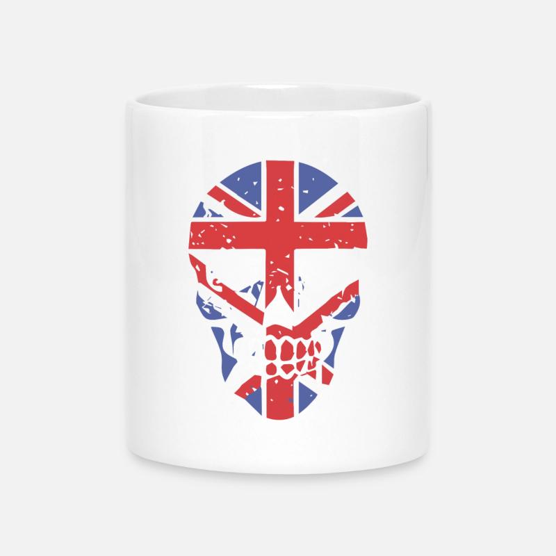 Skull with Union Jack Overlay - Mug with Heart-Shaped Handle - white