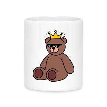 Ours Roi Rétro - Mug avec anse en forme de cœur - blanc - Devant