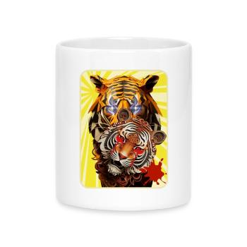Tigre et lion - Mug avec anse en forme de cœur - blanc - Devant