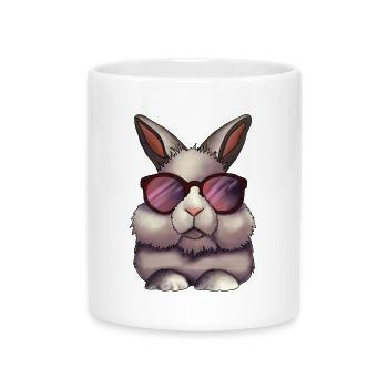 Lapin stylé – motif d’animal sympa - Mug avec anse en forme de cœur - blanc - Devant