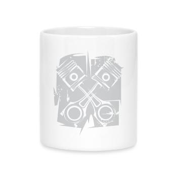 v8 Kolben Motor Symbol Kunst Illustration Logo - Tasse mit Herzhenkel - Weiß - Vorne