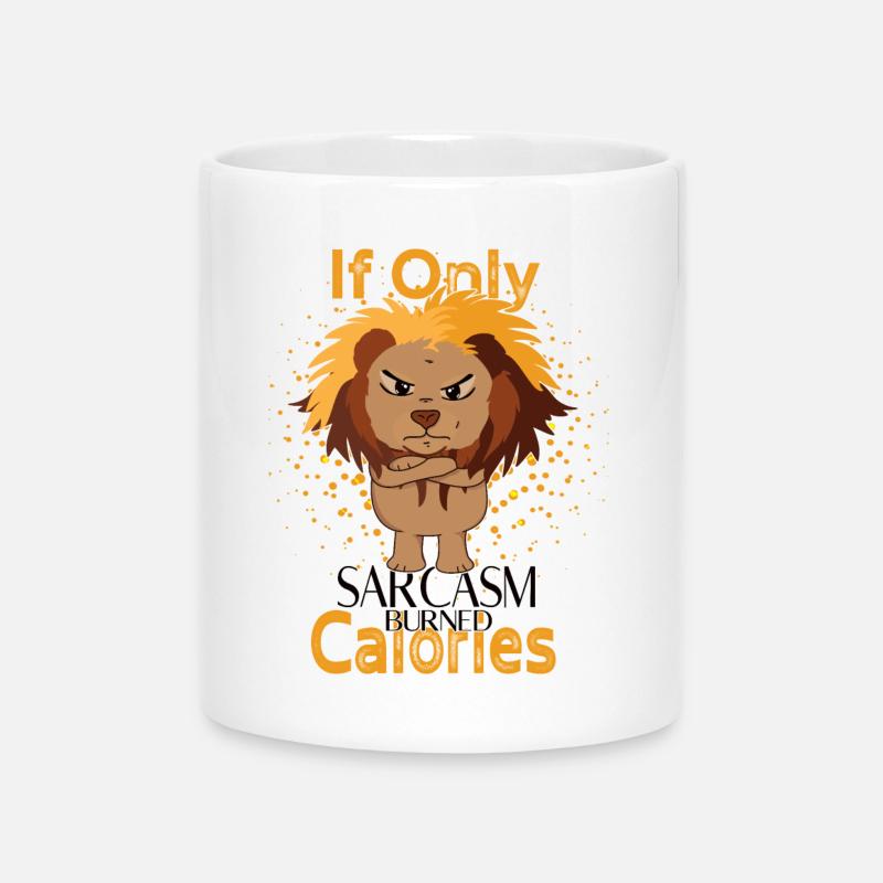 Sarcasm burned calories funny lion - Mug with Heart-Shaped Handle - white