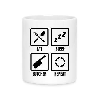 Routine quotidienne du boucher - Mug avec anse en forme de cœur - blanc - Devant