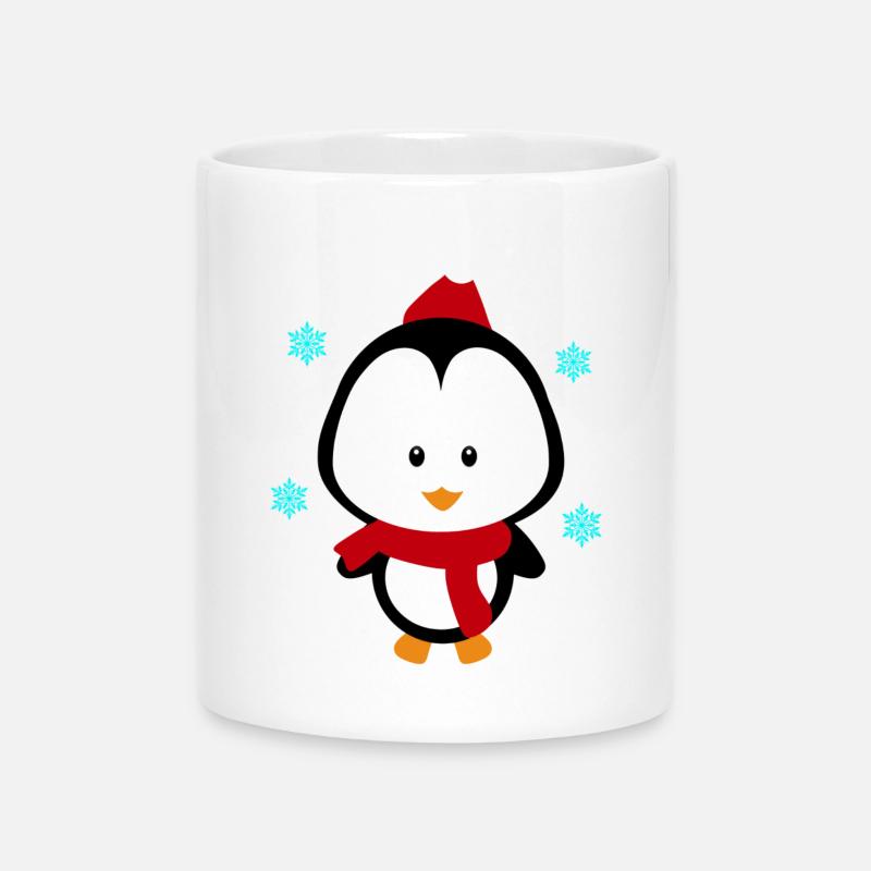 Petit pingouin Noël - Mug avec anse en forme de cœur - blanc