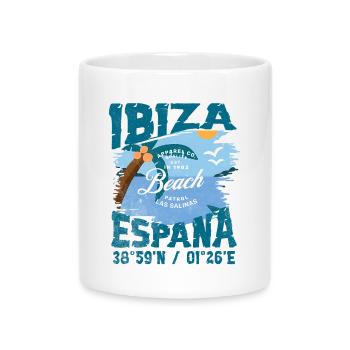 Vintage Design Beach Ibiza Spain - Mug with Heart-Shaped Handle - white - Front