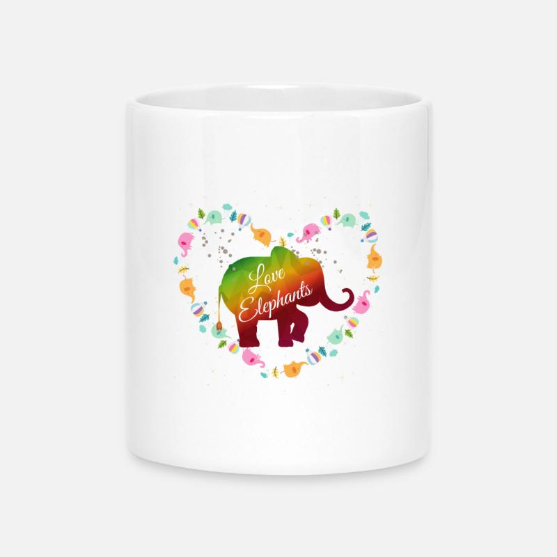 Rainbow Elephant Heart Design - Mug with Heart-Shaped Handle - white