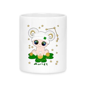 sternzeichen_aries - Tasse mit Herzhenkel - Weiß - Vorne