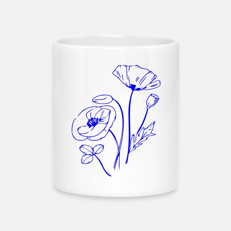 Coquelicot, Fleurs - Mug avec anse en forme de cœur - blanc