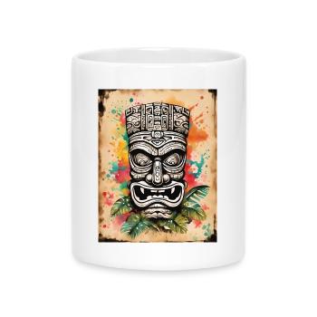 Masque Tiki splash art - Mug avec anse en forme de cœur - blanc - Devant