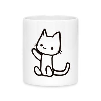 Croquis de chat dans un style linéaire - Mug avec anse en forme de cœur - blanc - Devant