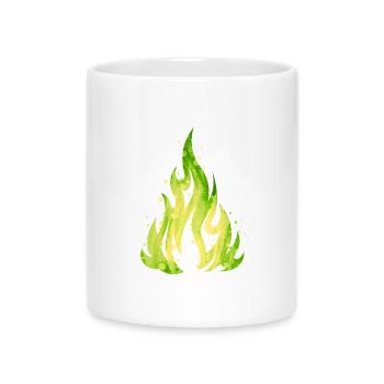 Verdant Flame Watercolor Fire - Mug with Heart-Shaped Handle - white - Front