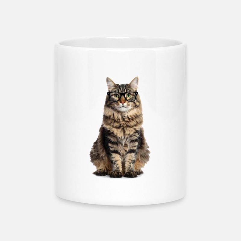 Tabby Cat with Glasses – Good Pet Edition - Mug with Heart-Shaped Handle - white