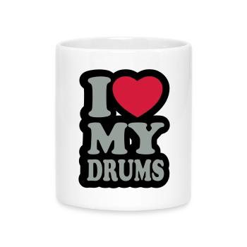 I love my drums - Mug with Heart-Shaped Handle - white - Front