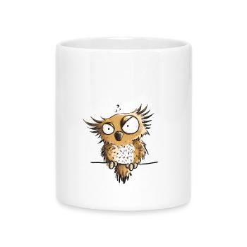 Nö Eule In Montag Morgen Stimmung - Tasse mit Herzhenkel - Weiß - Vorne