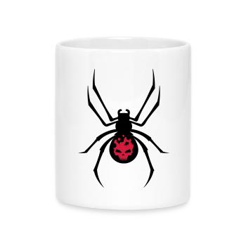 Une araignée noire avec le crâne rouge - Mug avec anse en forme de cœur - blanc - Devant