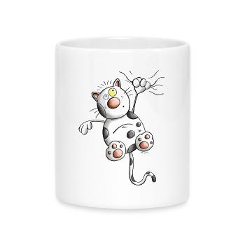 Abenteuerlustige Katze - Tasse mit Herzhenkel - Weiß - Vorne