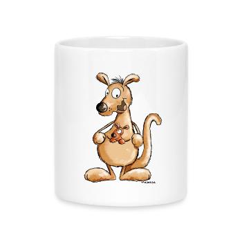 Känguru und Baby - Kängurus - Babys - Wildtier - Tasse mit Herzhenkel - Weiß - Vorne