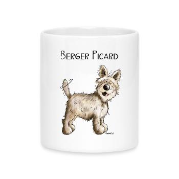 Happy Berger Picard - Hund - Dog - Comic - Tasse mit Herzhenkel - Weiß - Vorne