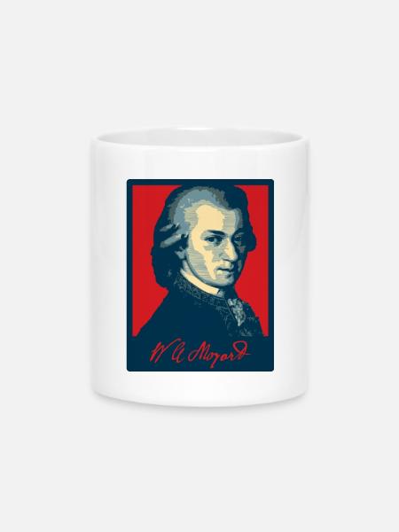 Wolfgang Amadeus Mozart - Tasse mit Herzhenkel - Weiß