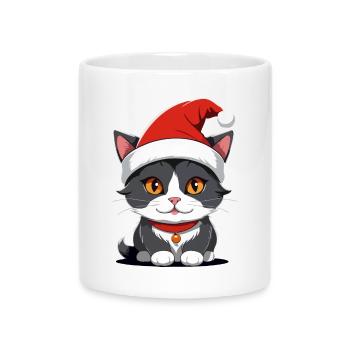 Chat Noël - Mug avec anse en forme de cœur - blanc - Devant