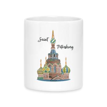 St. Petersburg, Church, Russia, Hand Drawing - Mug with Heart-Shaped Handle - white - Front