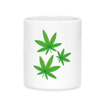 Grüne Cannabis Blätter - Tasse mit Herzhenkel - Weiß - Vorne