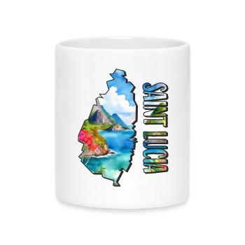 Watercolor Map of Saint Lucia - Mug with Heart-Shaped Handle - white - Front