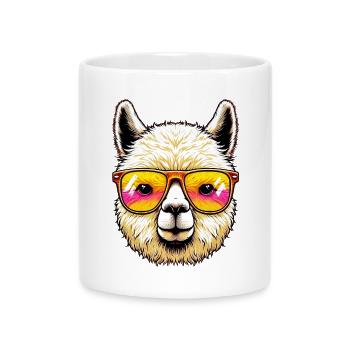 Alpaca with Sunglasses - Mug with Heart-Shaped Handle - white - Front