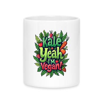 KALE JA, ICH BIN VEGANER! - Tasse mit Herzhenkel - Weiß - Vorne