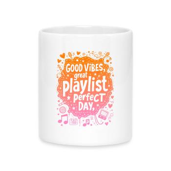 GREAT PLAYLIST, PERFECT DAY, MUSIC - Mug with Heart-Shaped Handle - white - Front