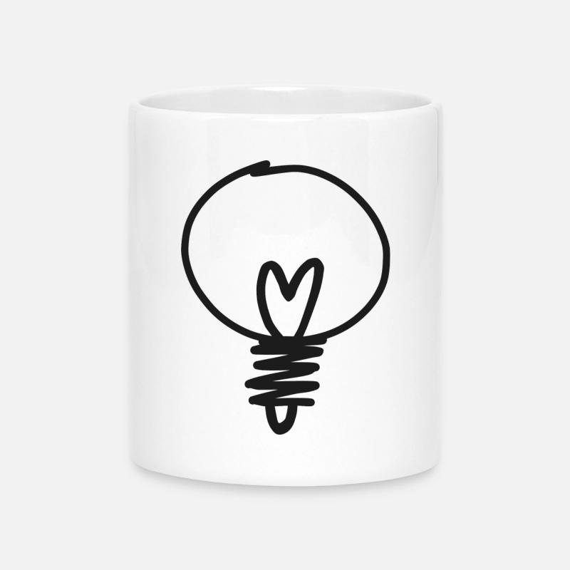 Hand Drawn Light Bulb Sketch - Mug with Heart-Shaped Handle - white
