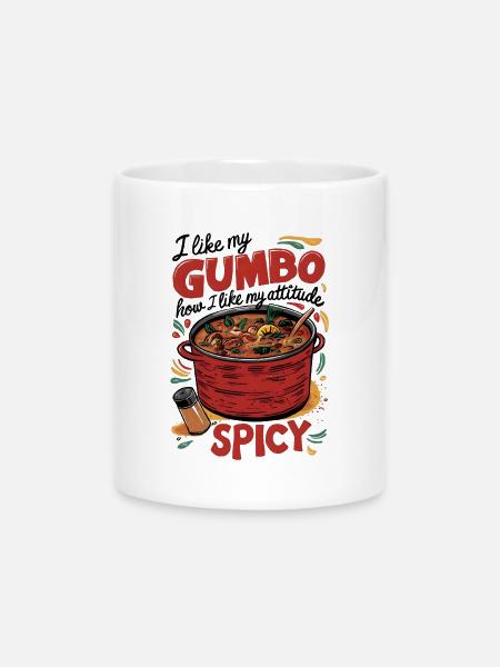 Spicy Gumbo, Spicy Attitude - Tasse mit Herzhenkel - Weiß