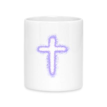Cross - Mug with Heart-Shaped Handle - white - Front