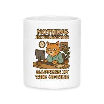 Nothing Interesting Office Cat - Mug with Heart-Shaped Handle - white - Front