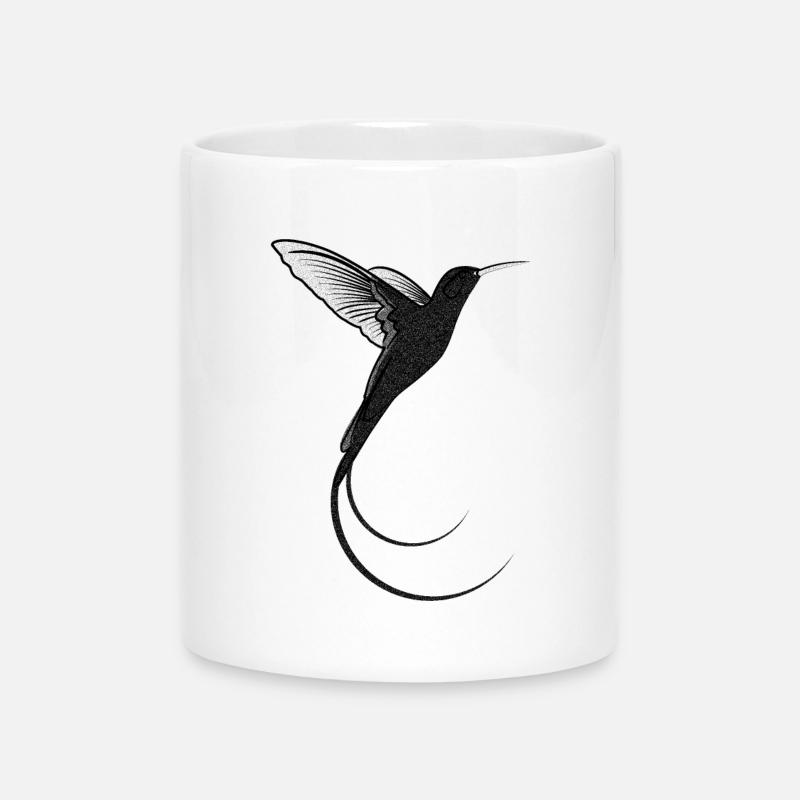 Colibri design sable noir - Mug avec anse en forme de cœur - blanc