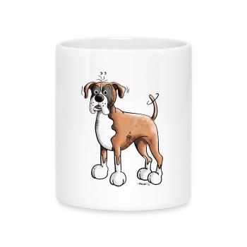 Lustiger Deutscher Boxer - Tasse mit Herzhenkel - Weiß - Vorne