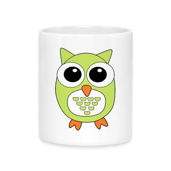 hibou hibou vert - Mug avec anse en forme de cœur - blanc - Devant