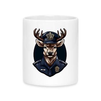 Police des cerfs - Mug avec anse en forme de cœur - blanc - Devant