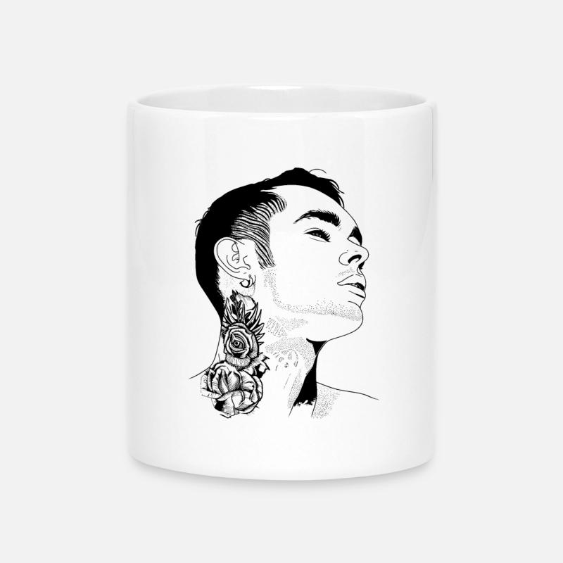 Tattoo Boy Abstract Art - Mug with Heart-Shaped Handle - white