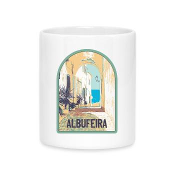 Picturesque street in Albufeira's old town - Mug with Heart-Shaped Handle - white - Front