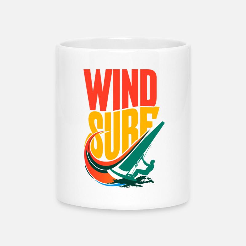 Vibrant Pop Art Windsurf Design - Mug with Heart-Shaped Handle - white