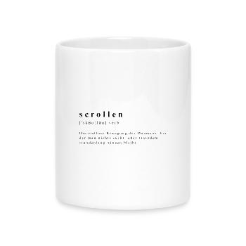 Scrollen – Die Kunst der Daumen-Akrobatik - Tasse mit Herzhenkel - Weiß - Vorne