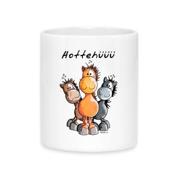 Hottehüüü Pferdchen Trio - Fuchs - Rappe - Brauner - Tasse mit Herzhenkel - Weiß - Vorne