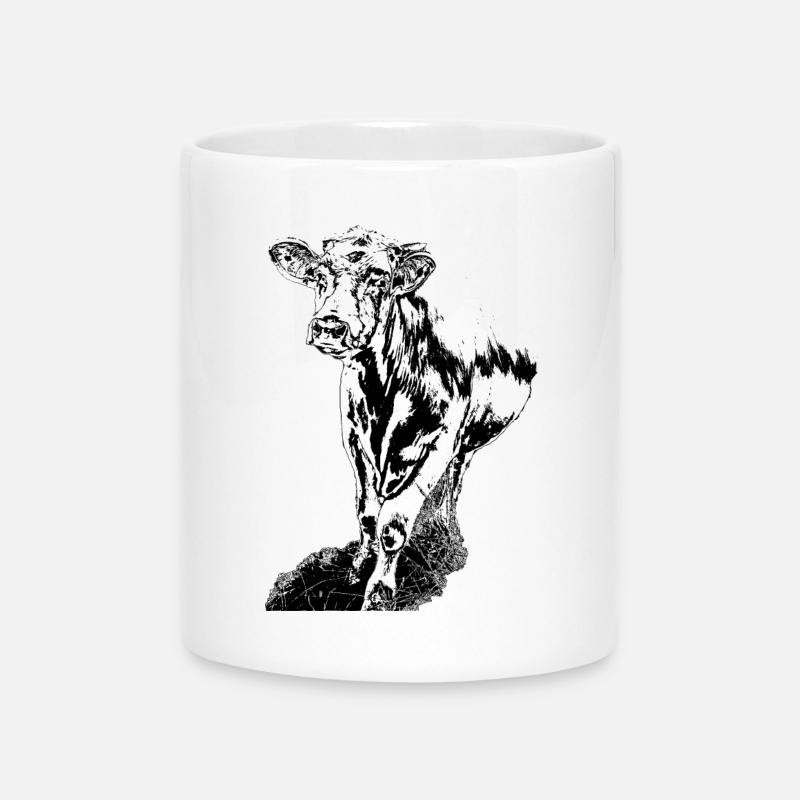 Cow Black White Comic - Mug with Heart-Shaped Handle - white