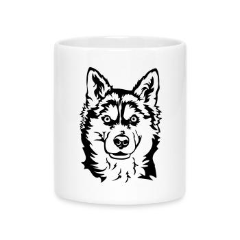 Husky Head - Mug with Heart-Shaped Handle - white - Front