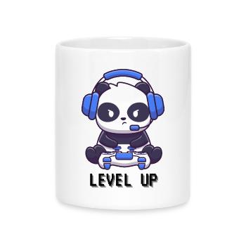 Level Up Panda - Mug with Heart-Shaped Handle - white - Front