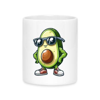 Cool Avocado avec lunettes de soleil Fitness Design - Mug avec anse en forme de cœur - blanc - Devant